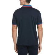 Ribbed Solid Short Sleeve Polo Shirt (Dark Sapphire) 