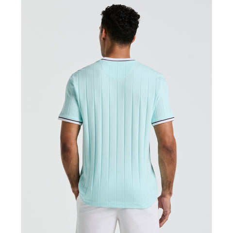 Cotton Ribbed Tipped Collar Tee  (Spa Retreat) 