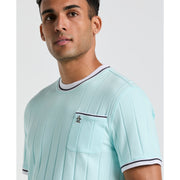 Cotton Ribbed Tipped Collar Tee  (Spa Retreat) 