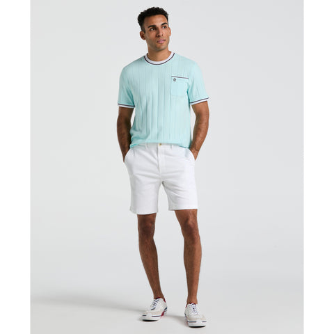 Cotton Ribbed Tipped Collar Tee  (Spa Retreat) 