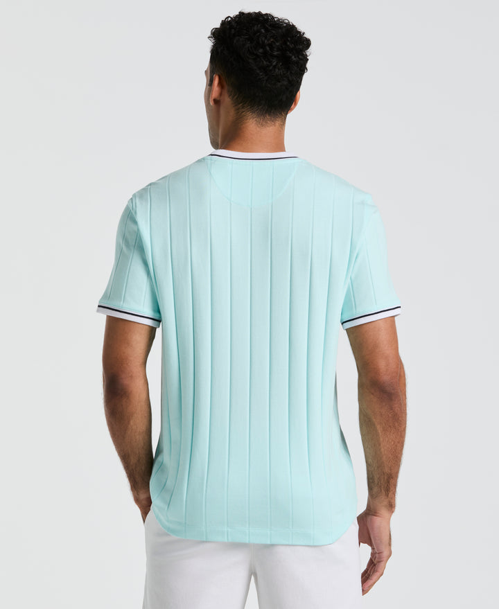 Cotton Ribbed Tipped Collar Tee  (Spa Retreat) 