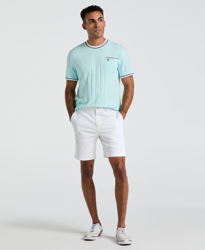 Cotton Ribbed Tipped Collar Tee  (Spa Retreat) 