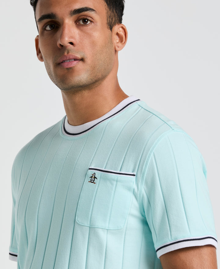 Cotton Ribbed Tipped Collar Tee  (Spa Retreat) 