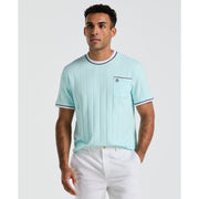 Cotton Ribbed Tipped Collar Tee  (Spa Retreat) 