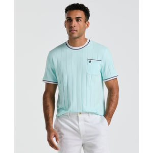 Cotton Ribbed Tipped Collar Tee  (Spa Retreat) 