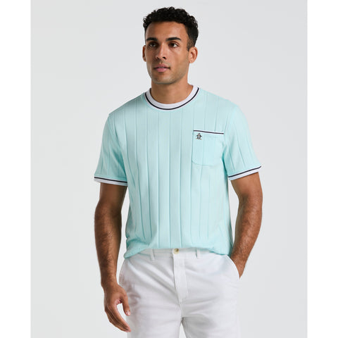 Cotton Ribbed Tipped Collar Tee  (Spa Retreat) 