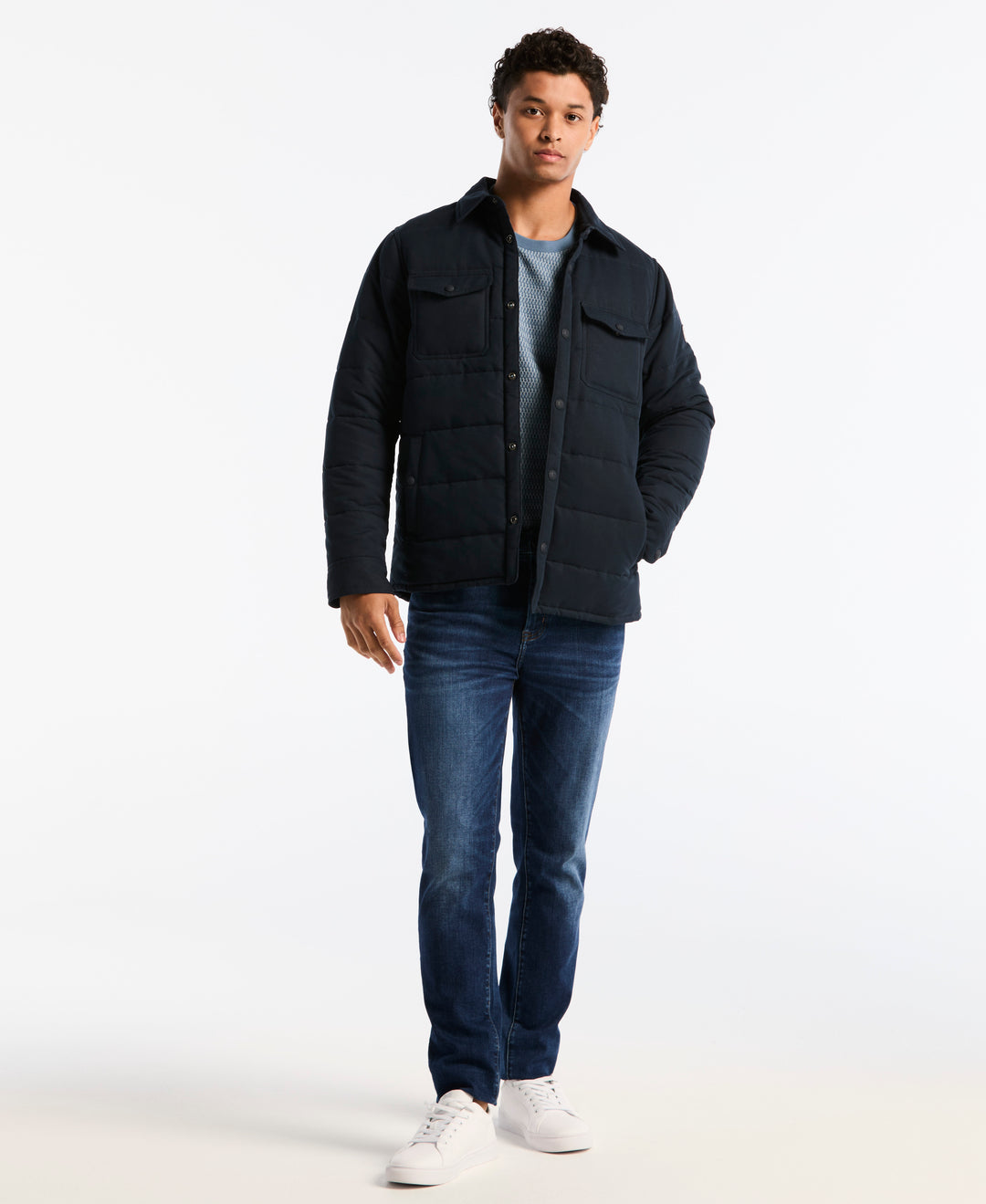 Ripstop Polyfill Quilted Shirt Jacket (Dark Sapphire) 