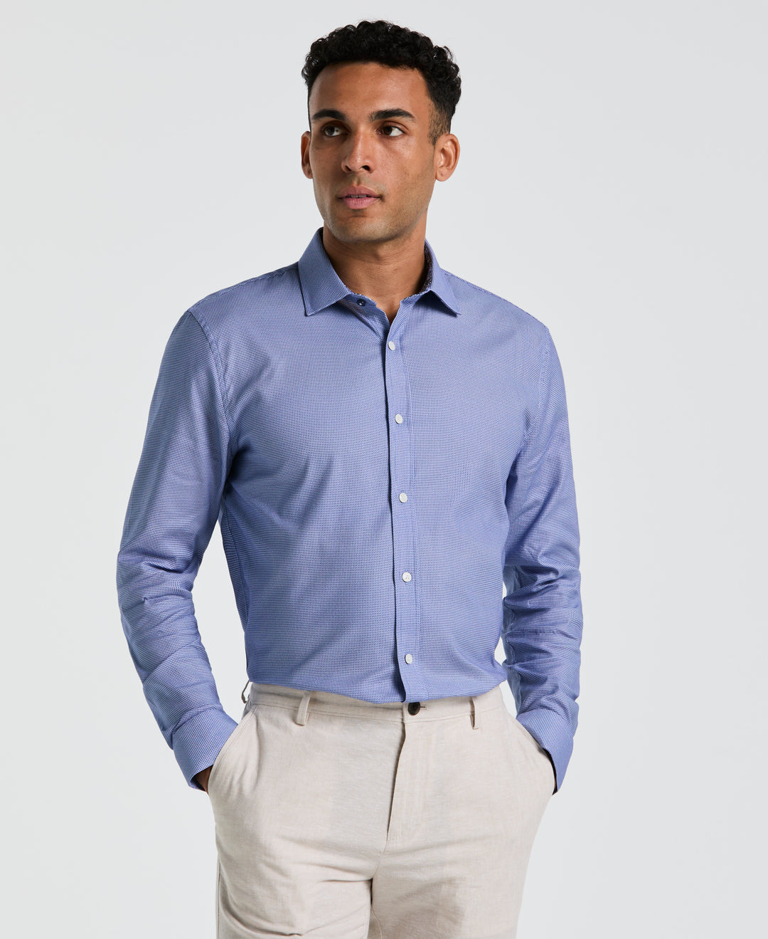 Royal Texture Print Dress Shirt (Navy) 