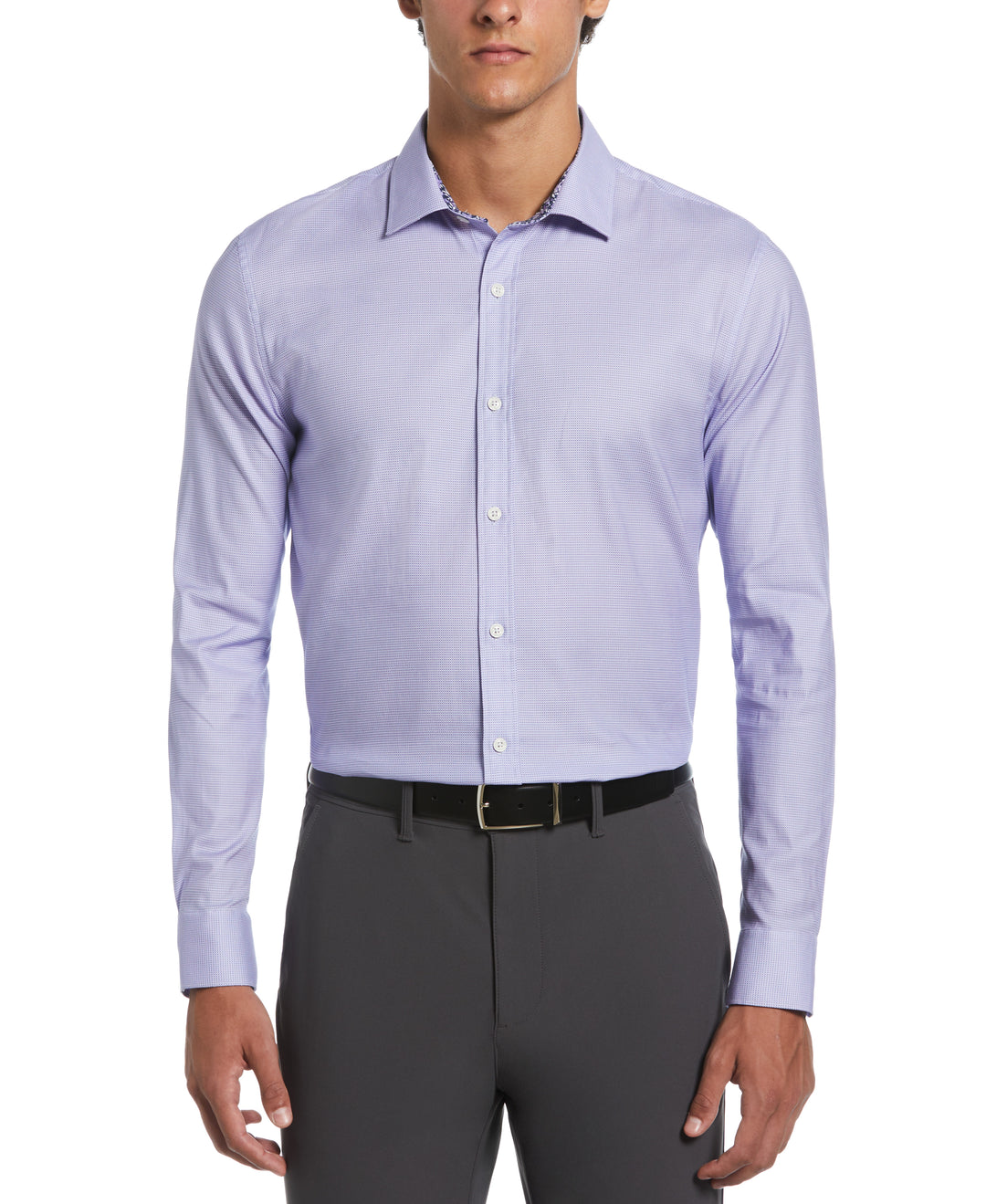 Royal Texture Print Dress Shirt  (Purple) 