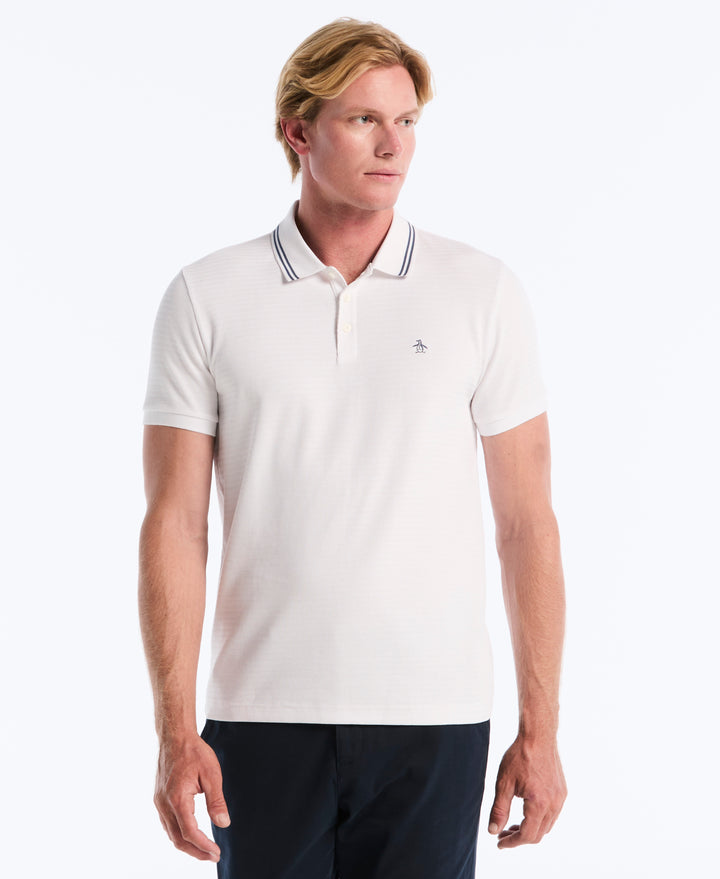 S-Twist Jacquard Tipped Polo (Bright White) 