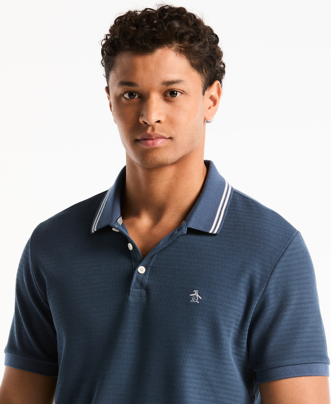 S-Twist Jacquard Tipped Polo (Sargasso Sea) 