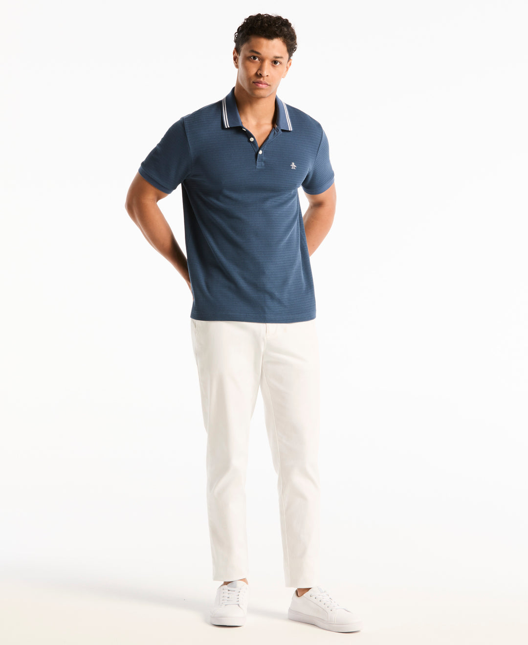 S-Twist Jacquard Tipped Polo (Sargasso Sea) 