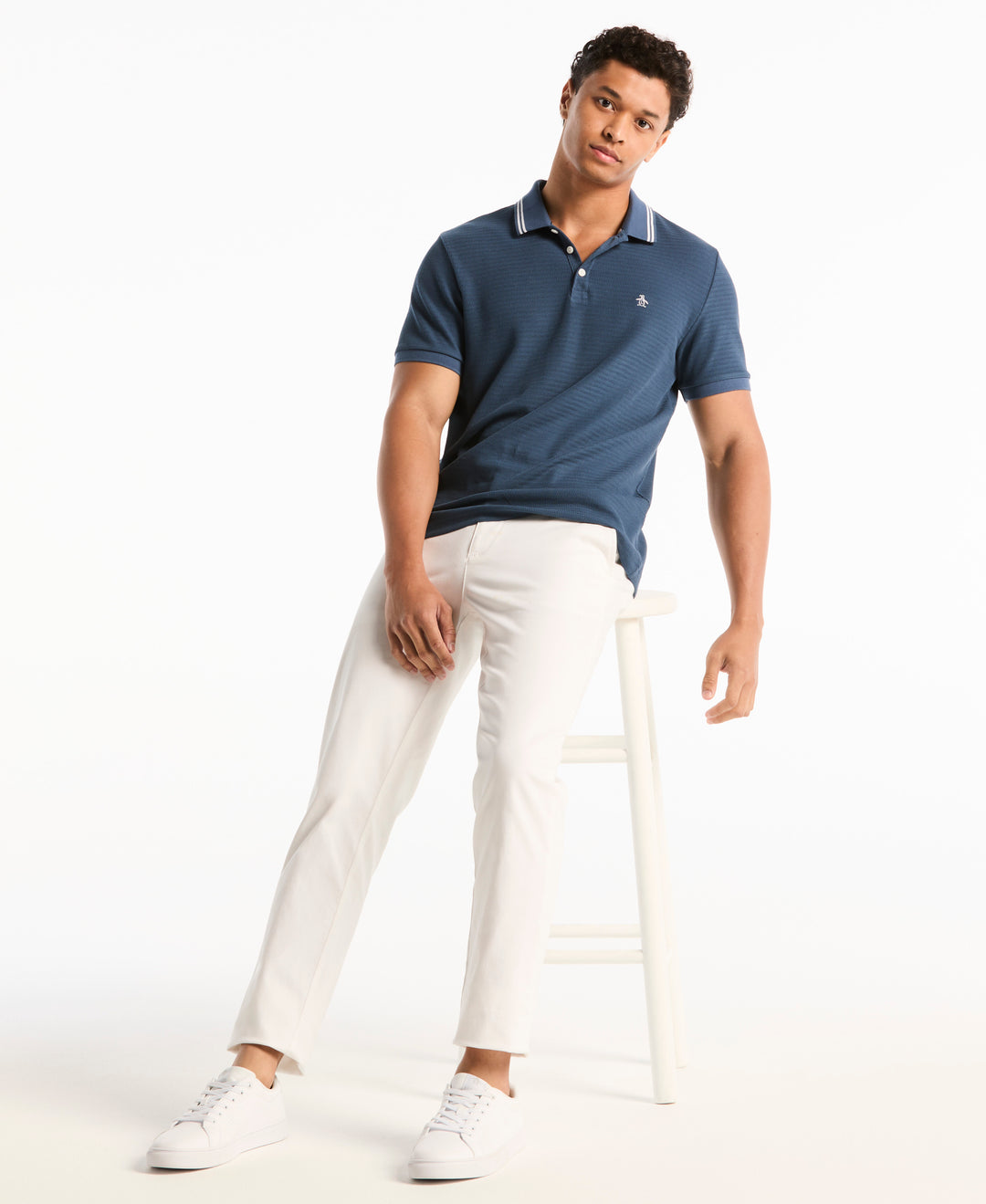 S-Twist Jacquard Tipped Polo (Sargasso Sea) 