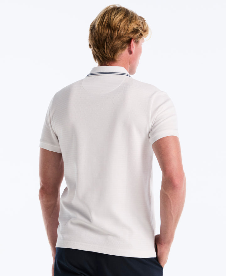 S-Twist Jacquard Tipped Polo (Bright White) 