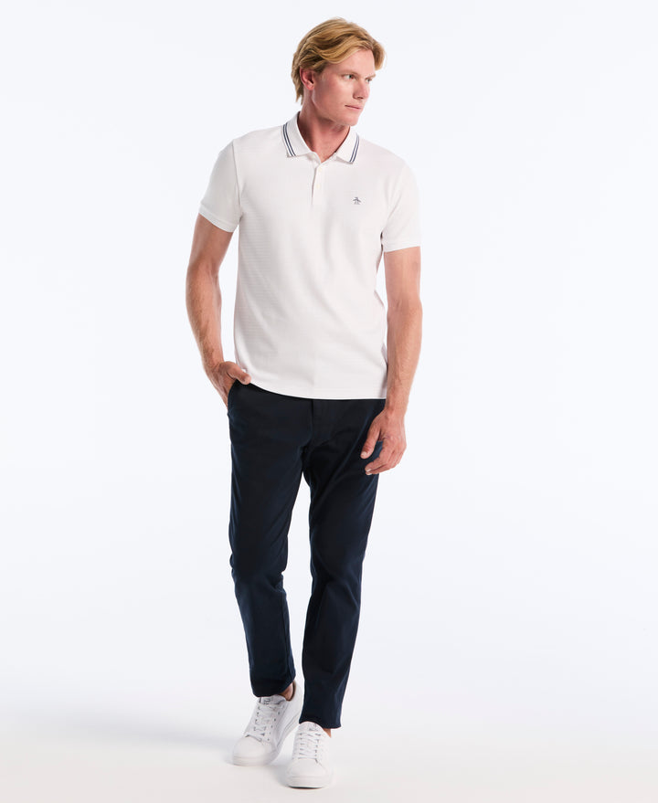 S-Twist Jacquard Tipped Polo (Bright White) 