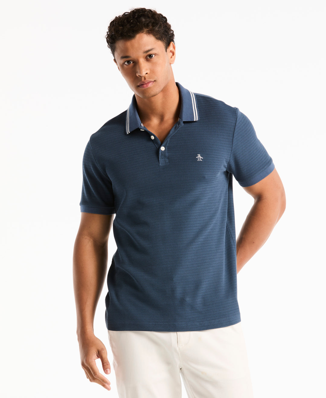 S-Twist Jacquard Tipped Polo (Sargasso Sea) 