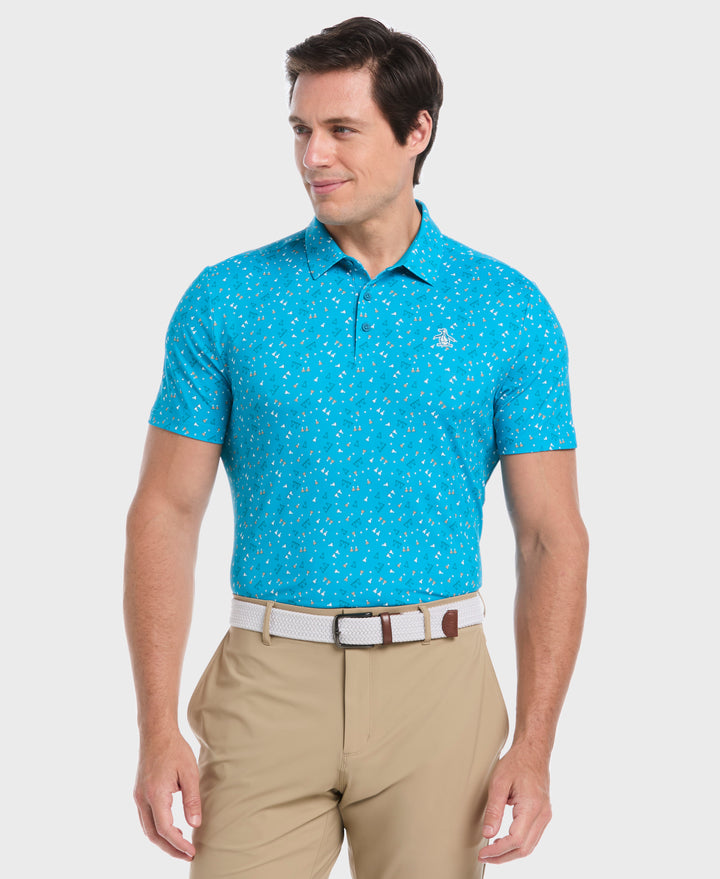 19th Hole Sake-tini Print Golf Polo (Caribbean Sea) 