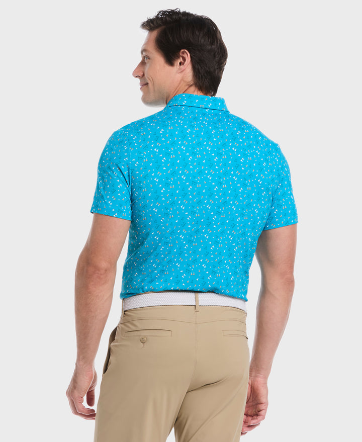 19th Hole Sake-tini Print Golf Polo (Caribbean Sea) 