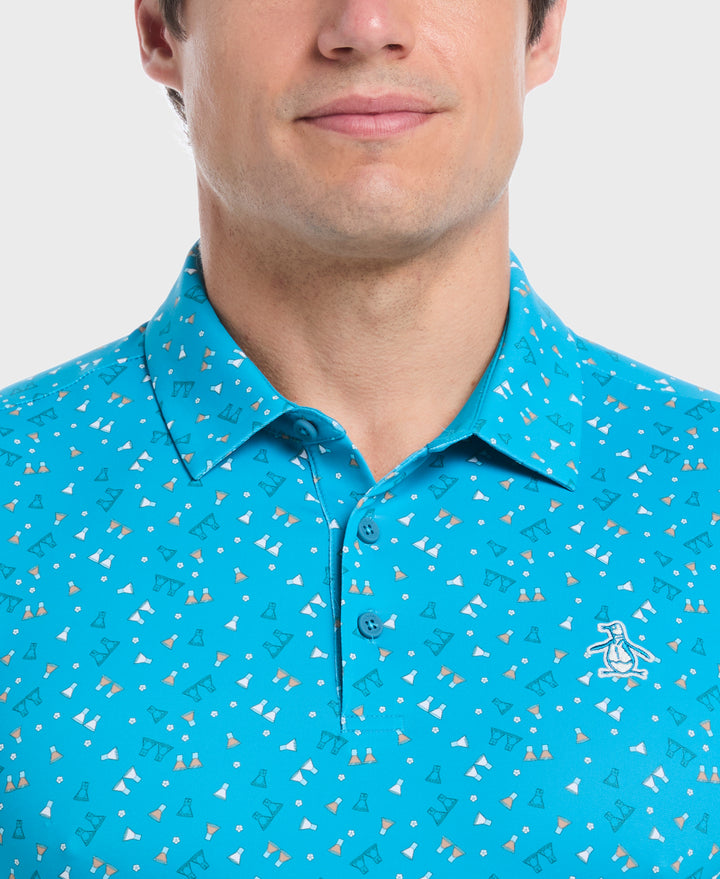 19th Hole Sake-tini Print Golf Polo (Caribbean Sea) 