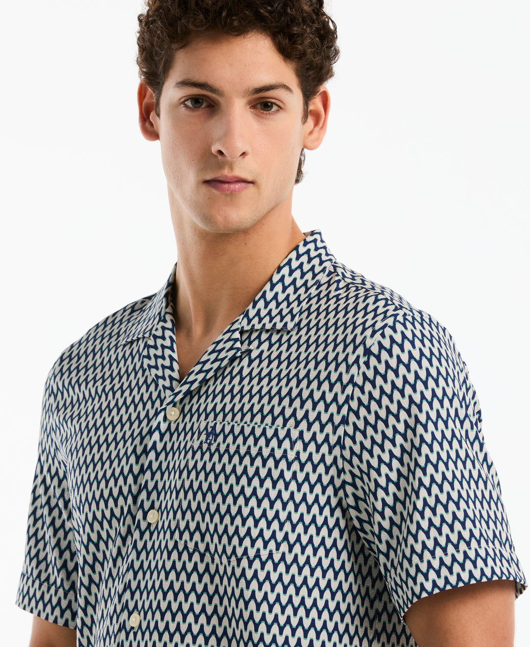 Seersucker All-Over Wavy Camp Shirt (Birch) 