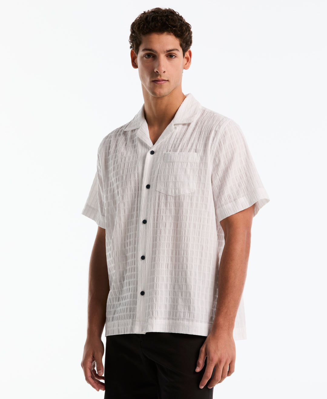 Seersucker Dobby Camp Shirt (Bright White) 