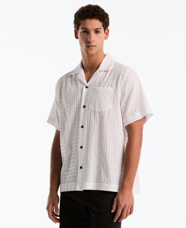 Seersucker Dobby Camp Shirt (Bright White) 