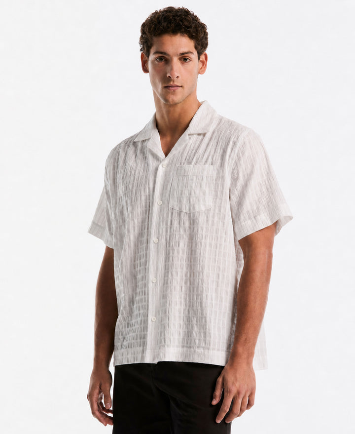 Seersucker Dobby Camp Shirt-Shirts-Bright White-XS-Original Penguin