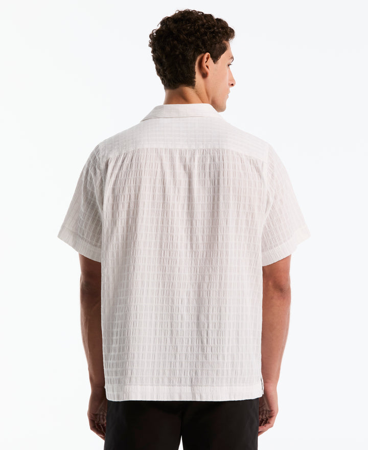 Seersucker Dobby Camp Shirt (Bright White) 