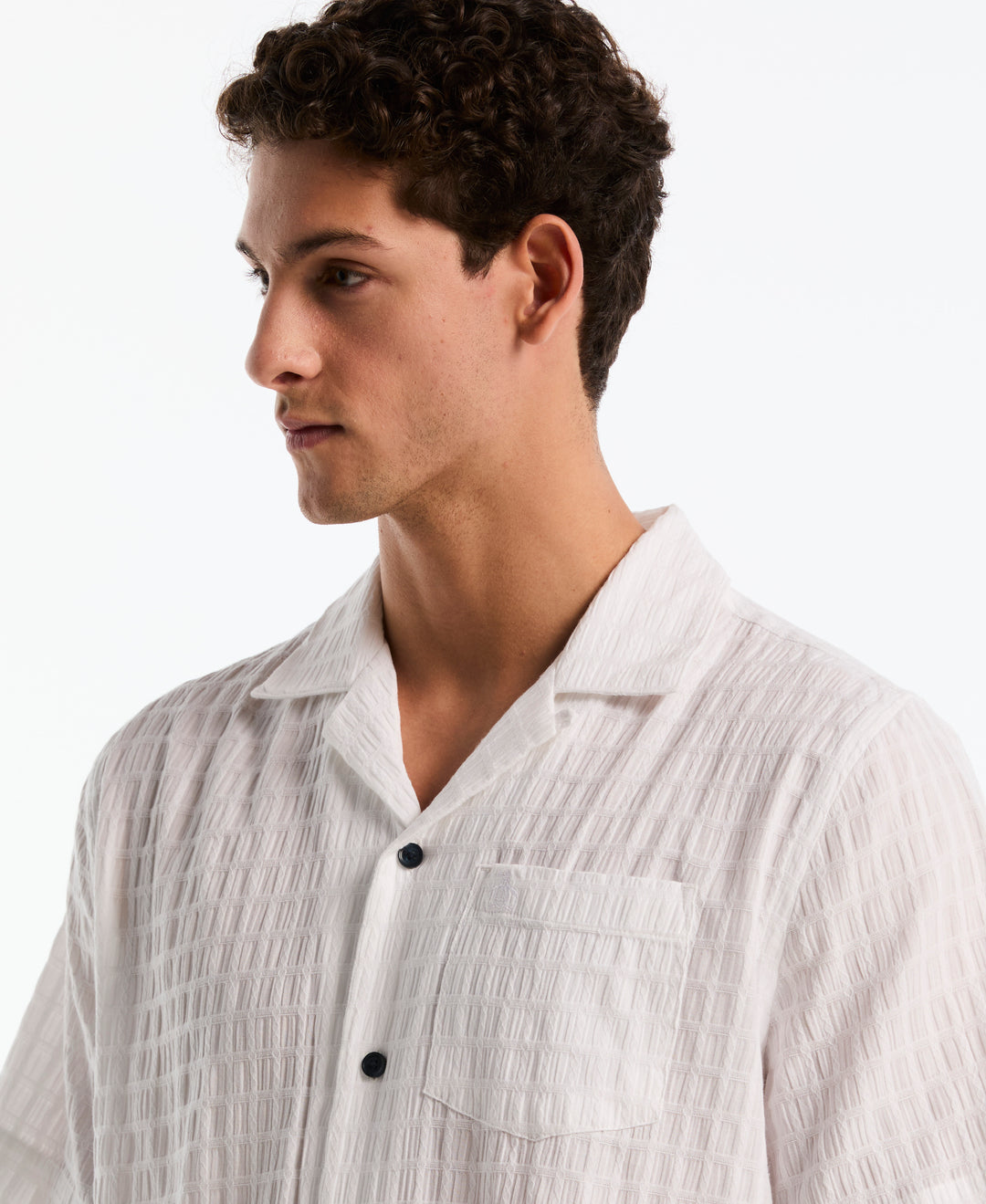 Seersucker Dobby Camp Shirt (Bright White) 