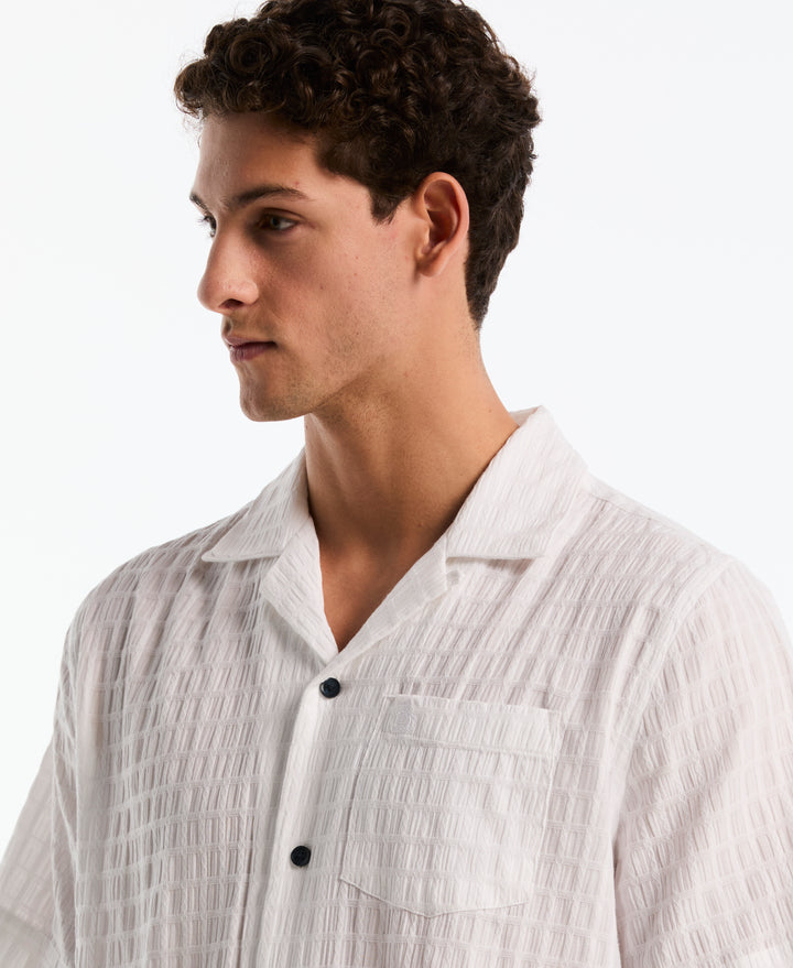 Seersucker Dobby Camp Shirt (Bright White) 
