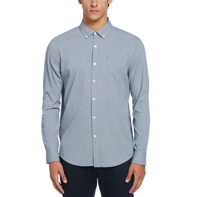EcoVero Oxford Stretch Long Sleeve Shirt (Blue Wing Teal) 