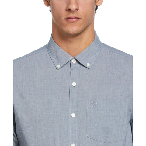 EcoVero Oxford Stretch Long Sleeve Shirt (Blue Wing Teal) 