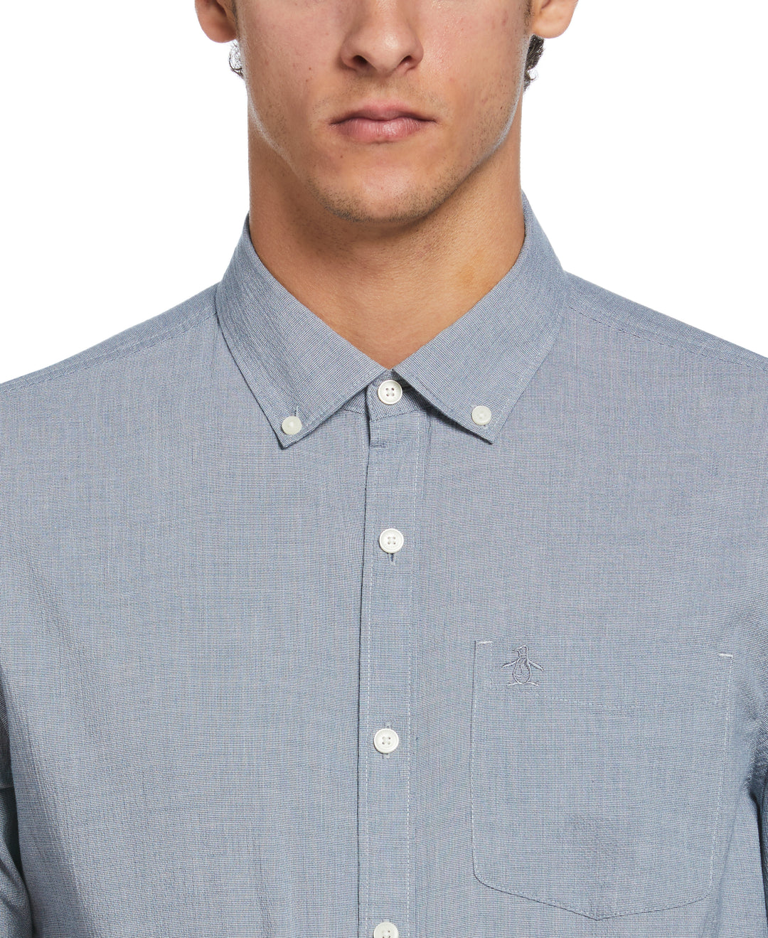 EcoVero Oxford Stretch Long Sleeve Shirt (Blue Wing Teal) 