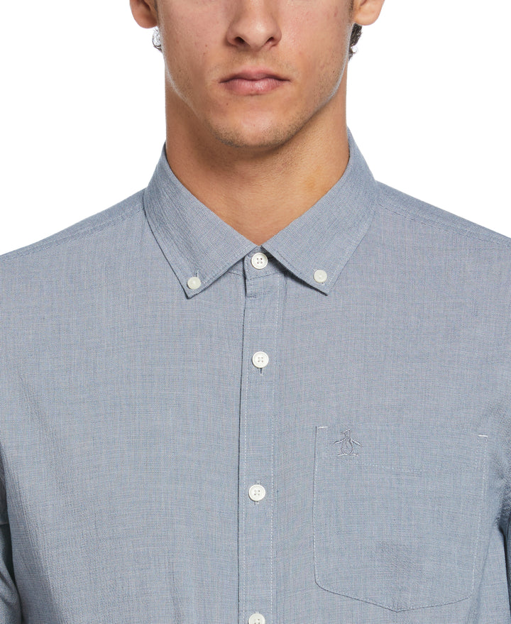 EcoVero Oxford Stretch Long Sleeve Shirt (Blue Wing Teal) 