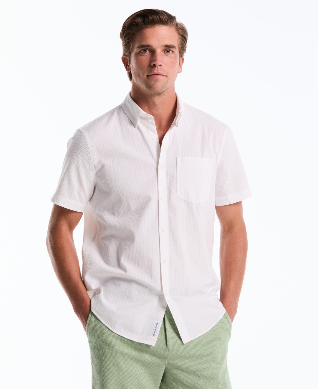 Seersucker Short Sleeve Shirt (Bright White) 