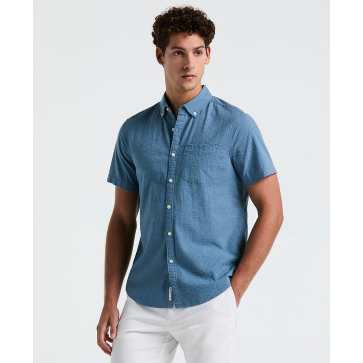 【DISCERNMENT】Into Seersucker Crop Short Sleeve Shirt FRAME The Seersucker Crop Shirt | Neiman Marcus