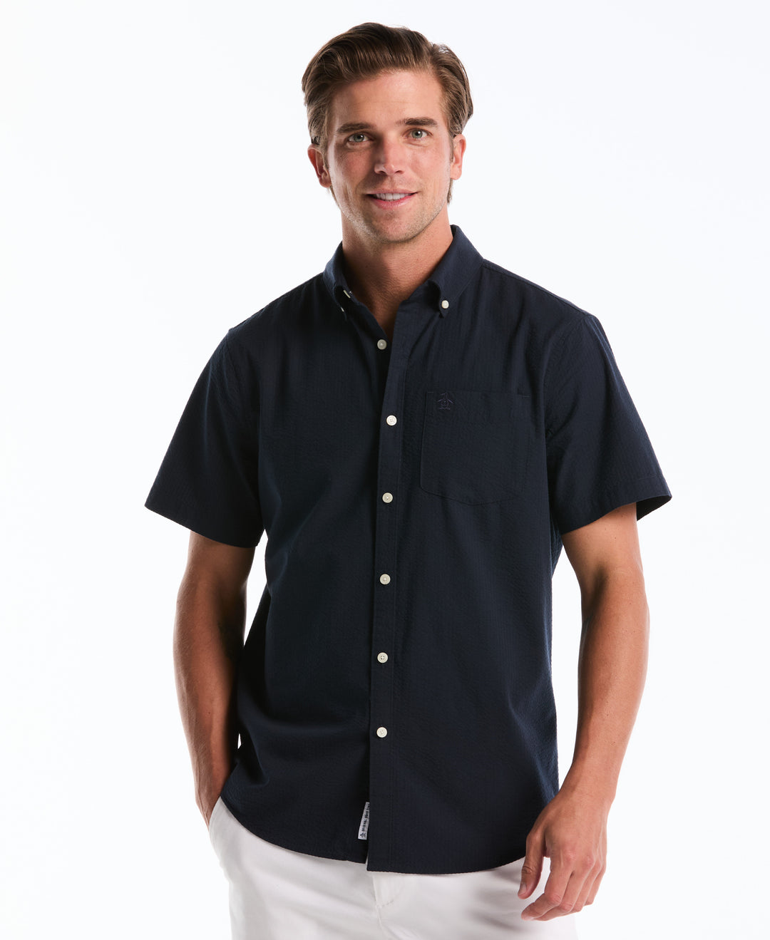 Seersucker Short Sleeve Shirt (Dark Sapphire) 