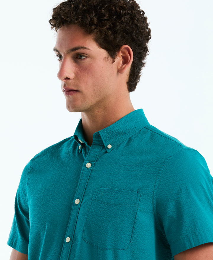 Seersucker Short Sleeve Shirt (Deep Lake) 