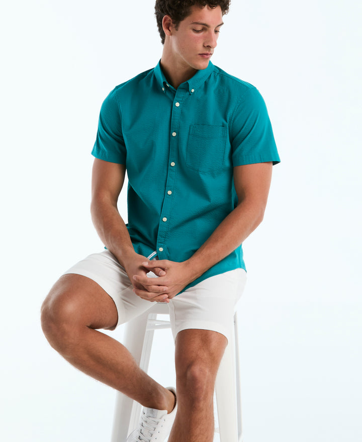Seersucker Short Sleeve Shirt (Deep Lake) 