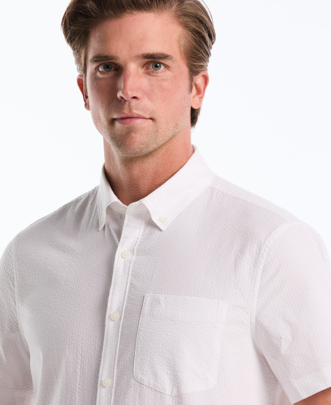 Seersucker Short Sleeve Shirt (Bright White) 