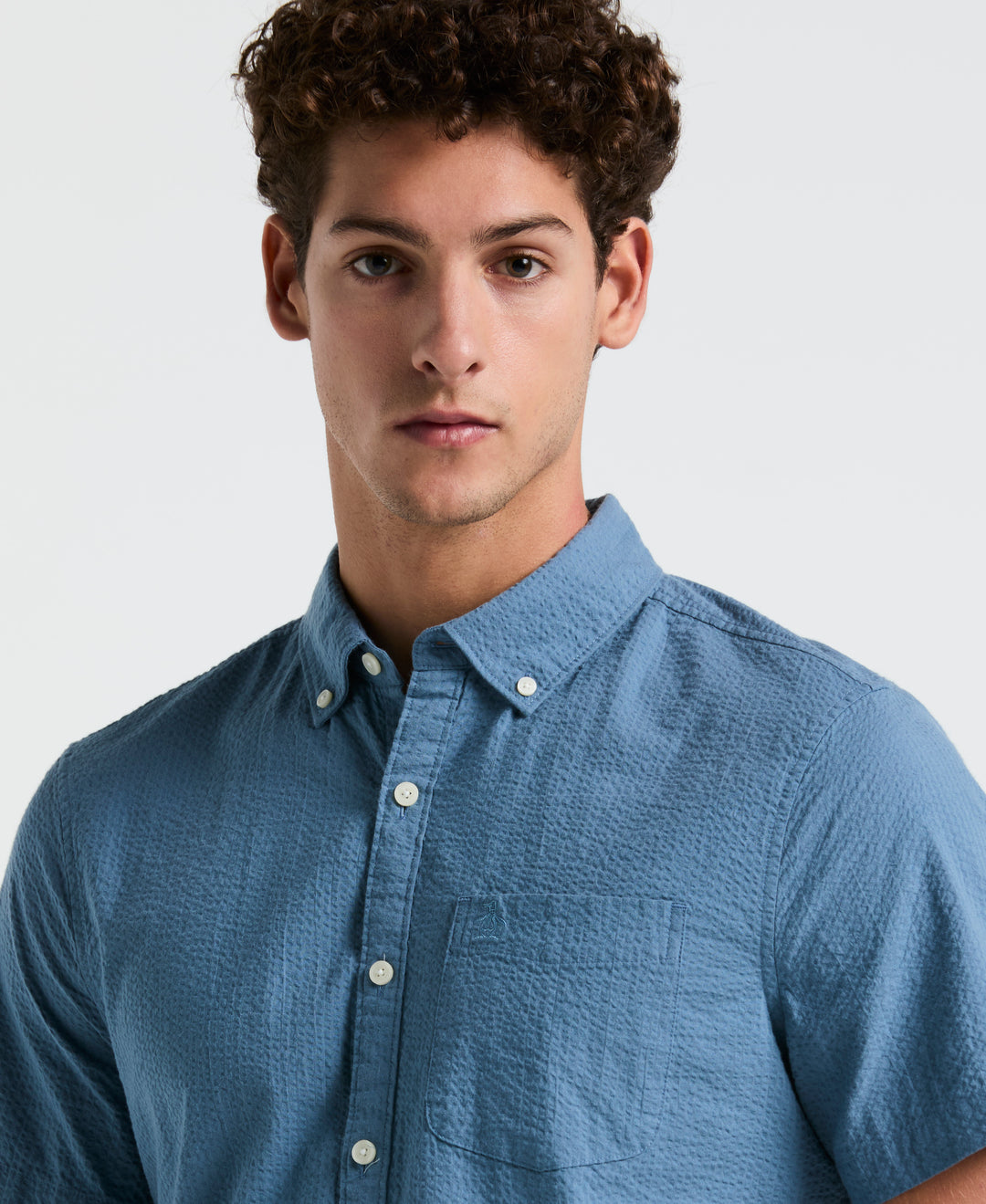 Seersucker Short Sleeve Shirt (Copen Blue) 