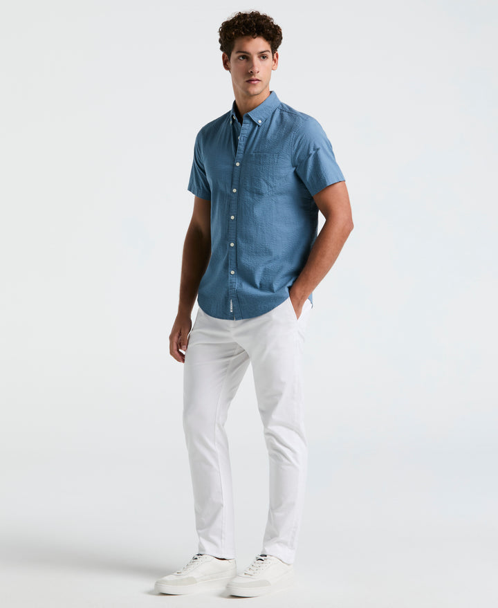 Seersucker Short Sleeve Shirt (Copen Blue) 