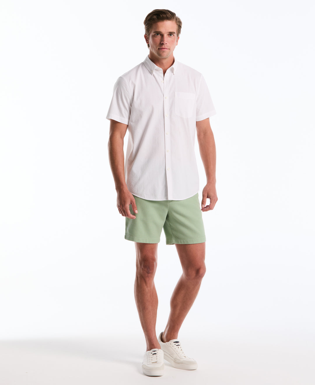 Seersucker Short Sleeve Shirt (Bright White) 