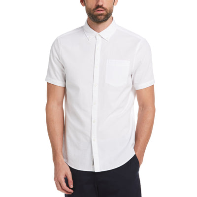 Seersucker Solid Color Shirt (Bright White) 