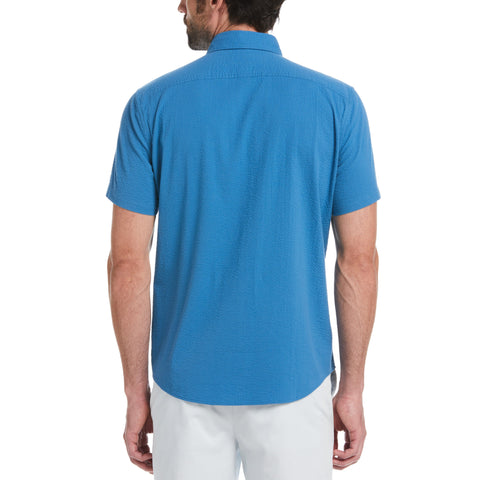 Seersucker Solid Color Shirt (Vallarta Blue) 