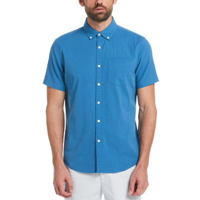 Seersucker Solid Color Shirt (Vallarta Blue) 