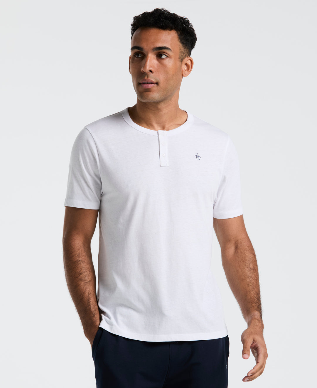 Short Sleeve Henley Tee (Bright White) 