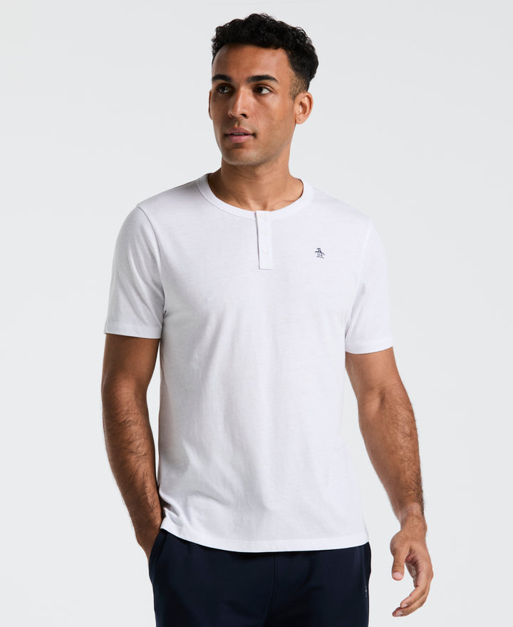Short Sleeve Henley Tee (Bright White) 