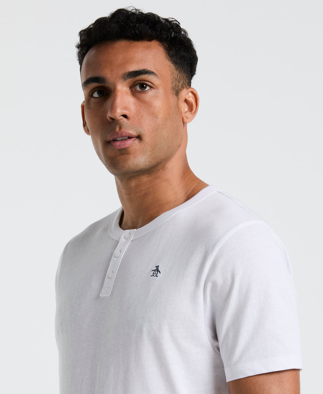 Short Sleeve Henley Tee (Bright White) 