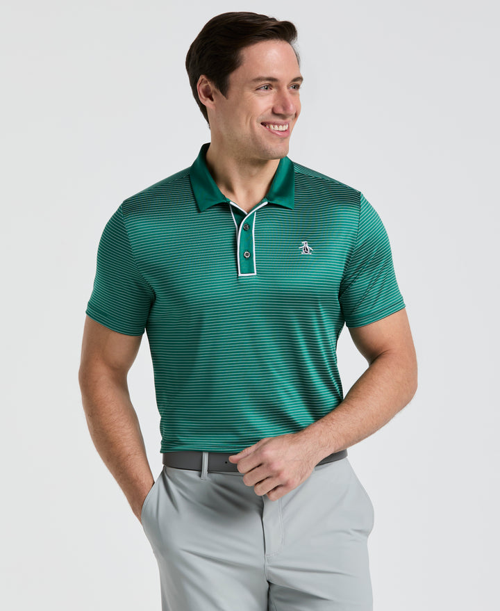 Short Sleeve Stripe Polo (Galapagos Green) 